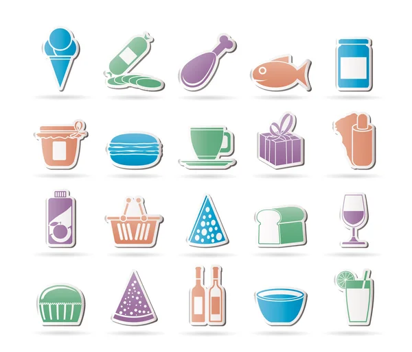 Butik och livsmedel ikoner — Stock vektor