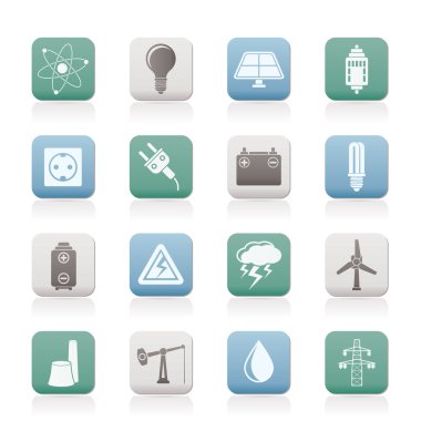 Power and electricity industry icons - vector icon set clipart