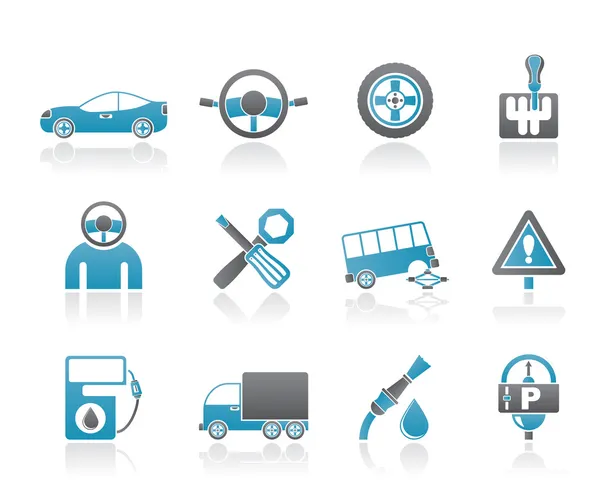 Serviços de carro e ícones de transporte —  Vetores de Stock