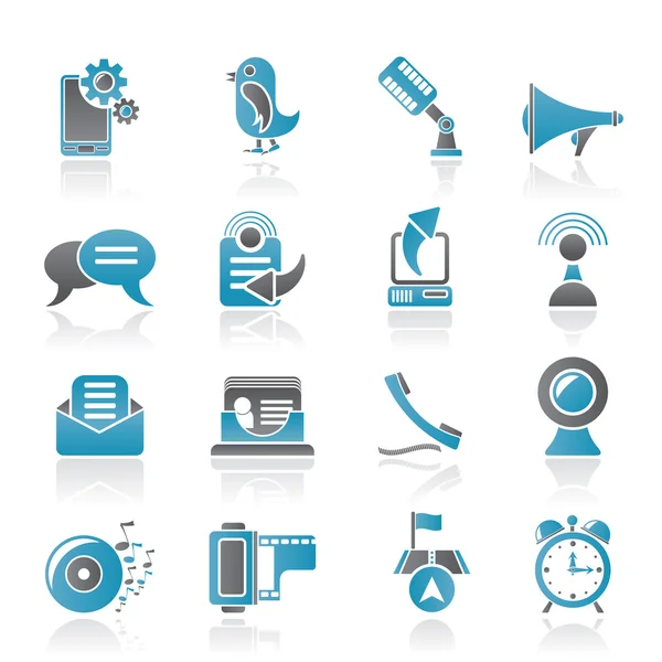 Telefone celular e ícones de comunicação — Vetor de Stock