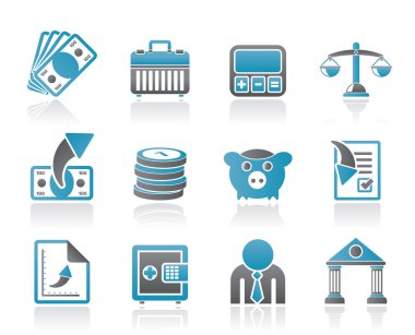 Bank, business and finance icons clipart