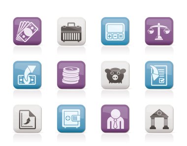 Bank, business and finance icons clipart