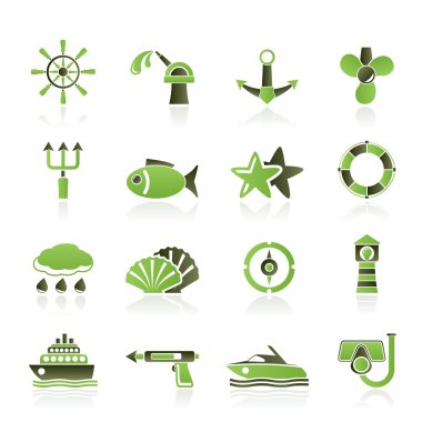 Marine and sea icons clipart