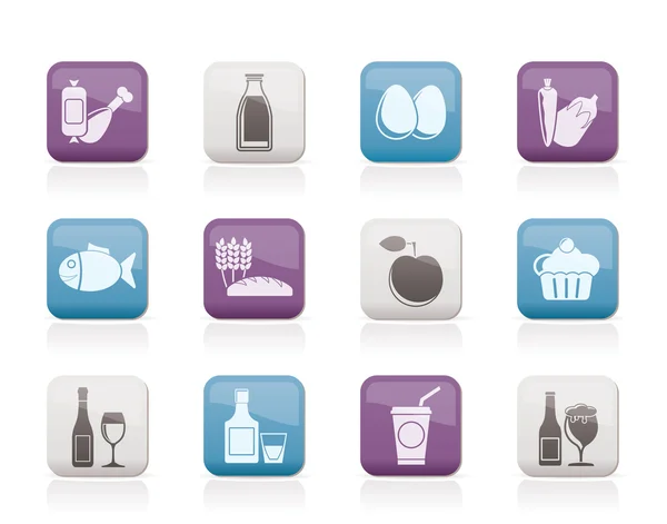 Élelmiszer-, ital- és Aliments ikonok — Stock Vector