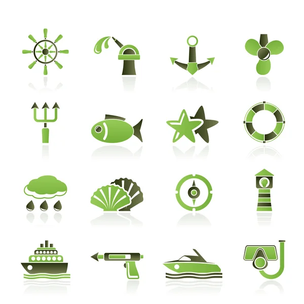 Морские и морские иконы — стоковый вектор