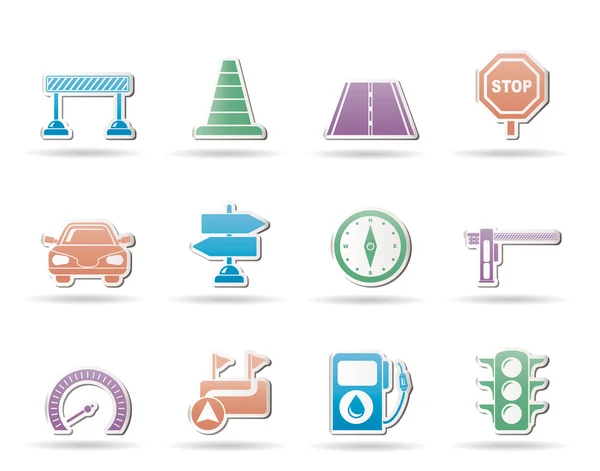 Iconos de carretera, navegación y tráfico — Vector de stock