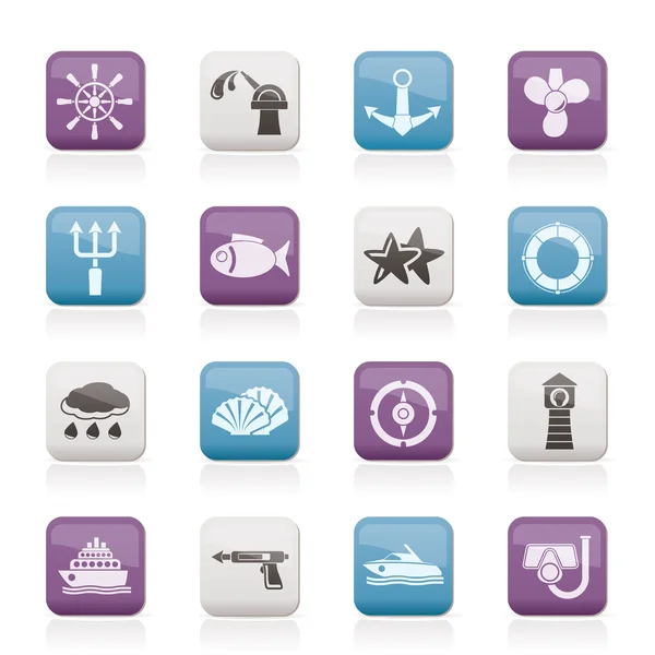 Marine and sea icons — Stock Vector