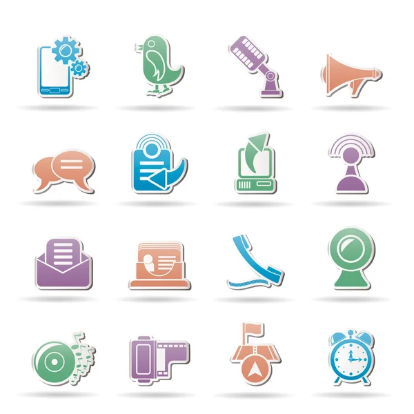 Mobiele telefoon en mededeling iconen — Stockvector