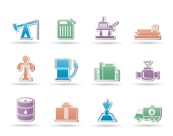 Oil and petrol industry icons — Stock Vector
