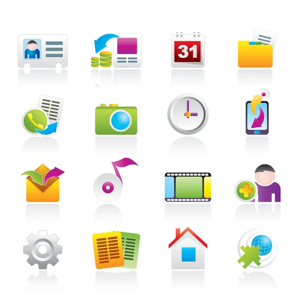 Icônes de menu de téléphone mobile — Image vectorielle