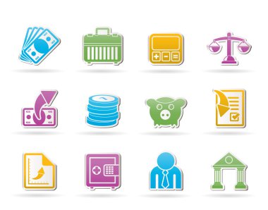 Bank, business and finance icons clipart