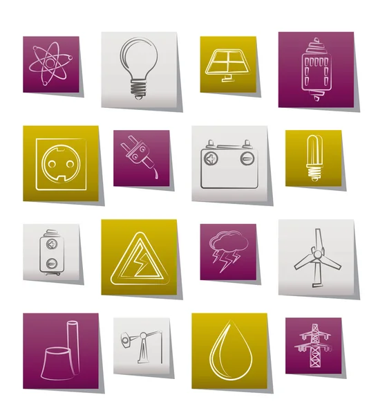 Macht en elektriciteit industrie pictogrammen — Stockvector