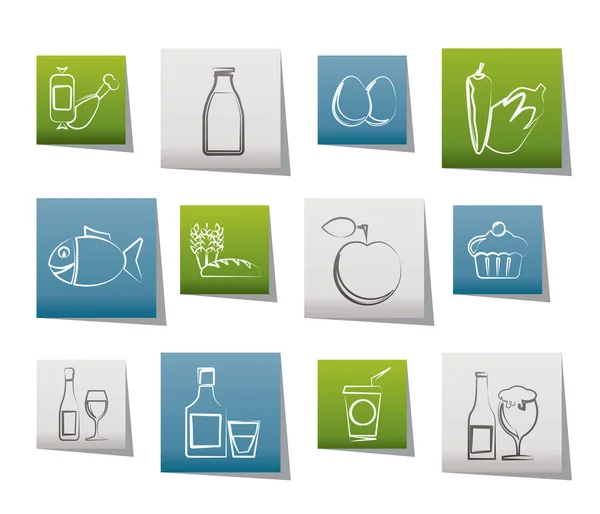 Iconos de comida, bebida y Aliments — Vector de stock