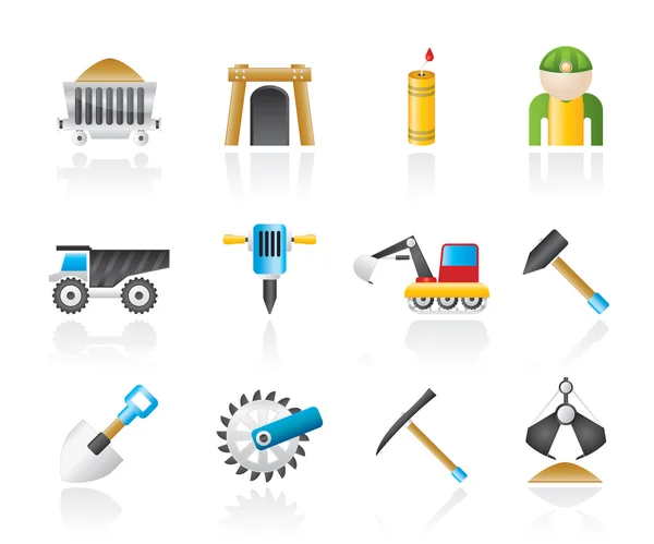 Mining and quarrying industry objects and icons — Stock Vector