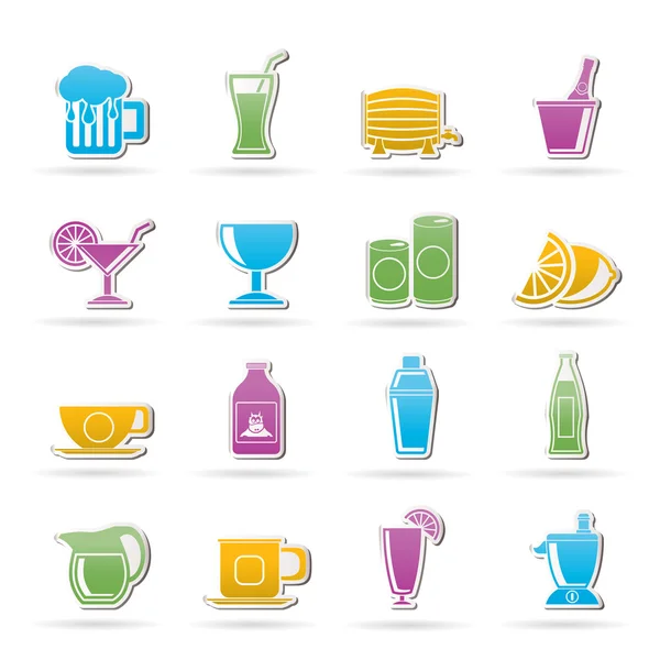 Meyve suyu, içecekler ve içki simgeler — Stok Vektör