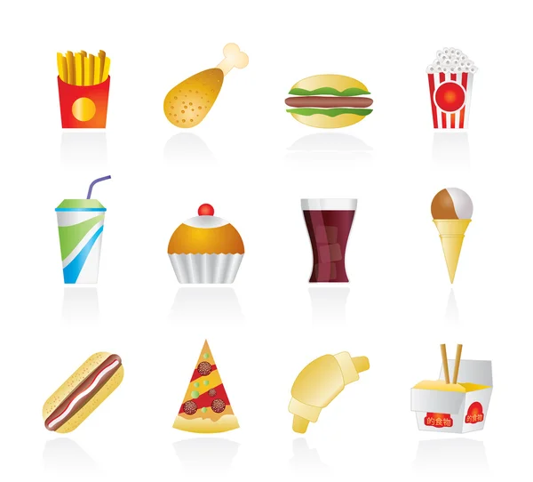Fast food and drink icons — Stock Vector
