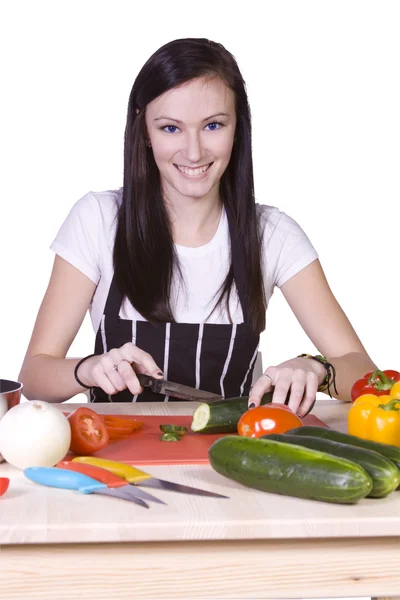 Lindo adolescente preparando comida —  Fotos de Stock