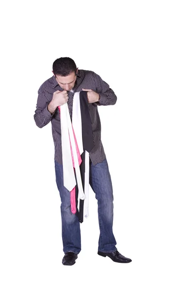 Businessman Choosing A Tie — Stock Photo, Image