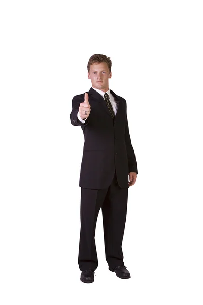 Przystojny biznesmen podając kciuki — Zdjęcie stockowe