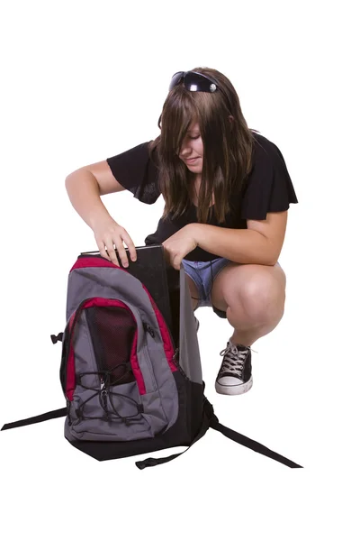 Akinek a hátizsákjába — Stock Fotó