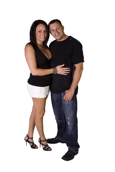 Glückliches Paar im Stehen - weißer Hintergrund — Stockfoto