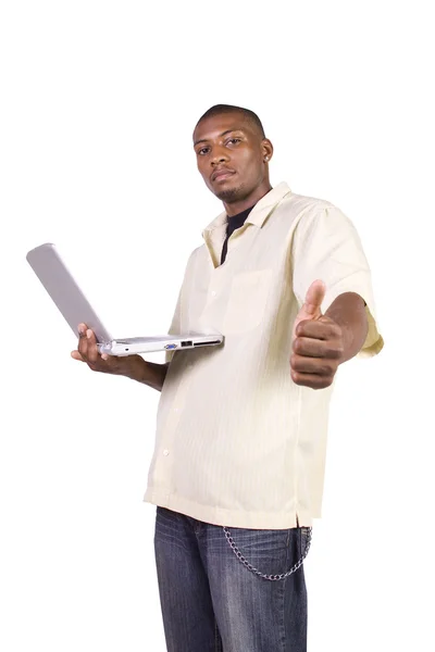 Black Businessman gesturing thumbs up — Stock Photo, Image