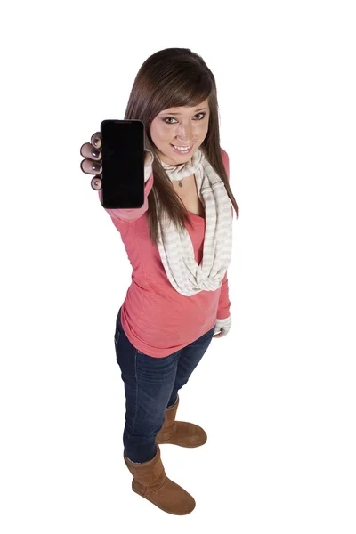 Schöne Frau mit einem Handy — Stockfoto