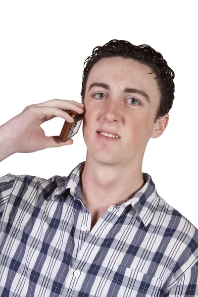 Alkalmi férfi beszélni egy mobiltelefont — Stock Fotó