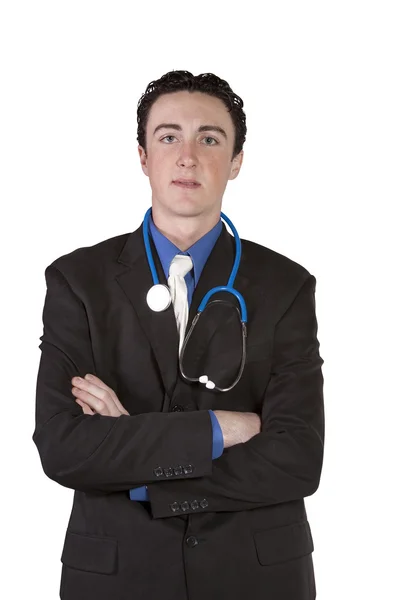 Yound doctor standing up with his arms crossed — Stock Photo, Image