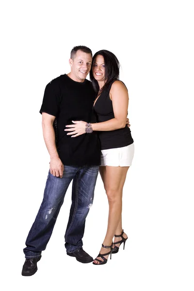 幸せなカップルは立って - ホワイト バック グラウンド — ストック写真