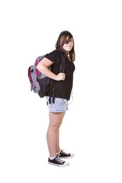 Adolescente com sua mochila — Fotografia de Stock