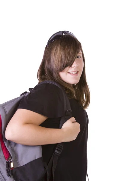 Teenager with her backpack Stock Image