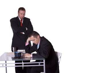 Boss Checking on His Employee - With Copy Space clipart