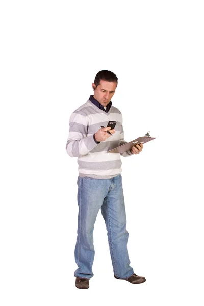 Casual Businessman With a Clipboard — Stock Photo, Image