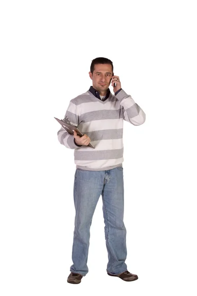 Casual Businessman With a Clipboard — Stock Photo, Image