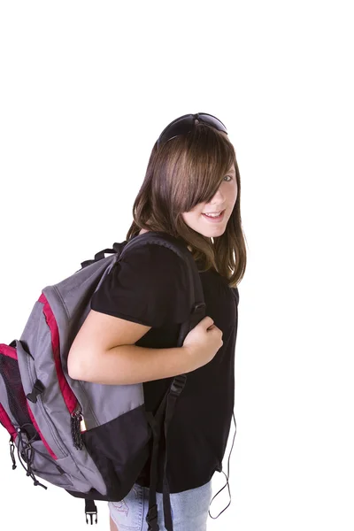Adolescente con su mochila — Foto de Stock