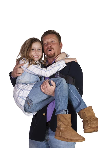 Baba ve kız poz — Stok fotoğraf