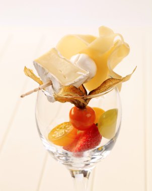 Cheese and fruit appetizer clipart