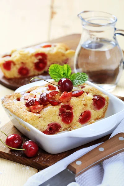 stock image Cherry sponge cake