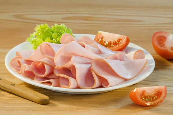 Slices of fresh ham — Stock Photo, Image