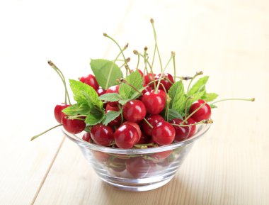 Bowl of fresh cherries clipart