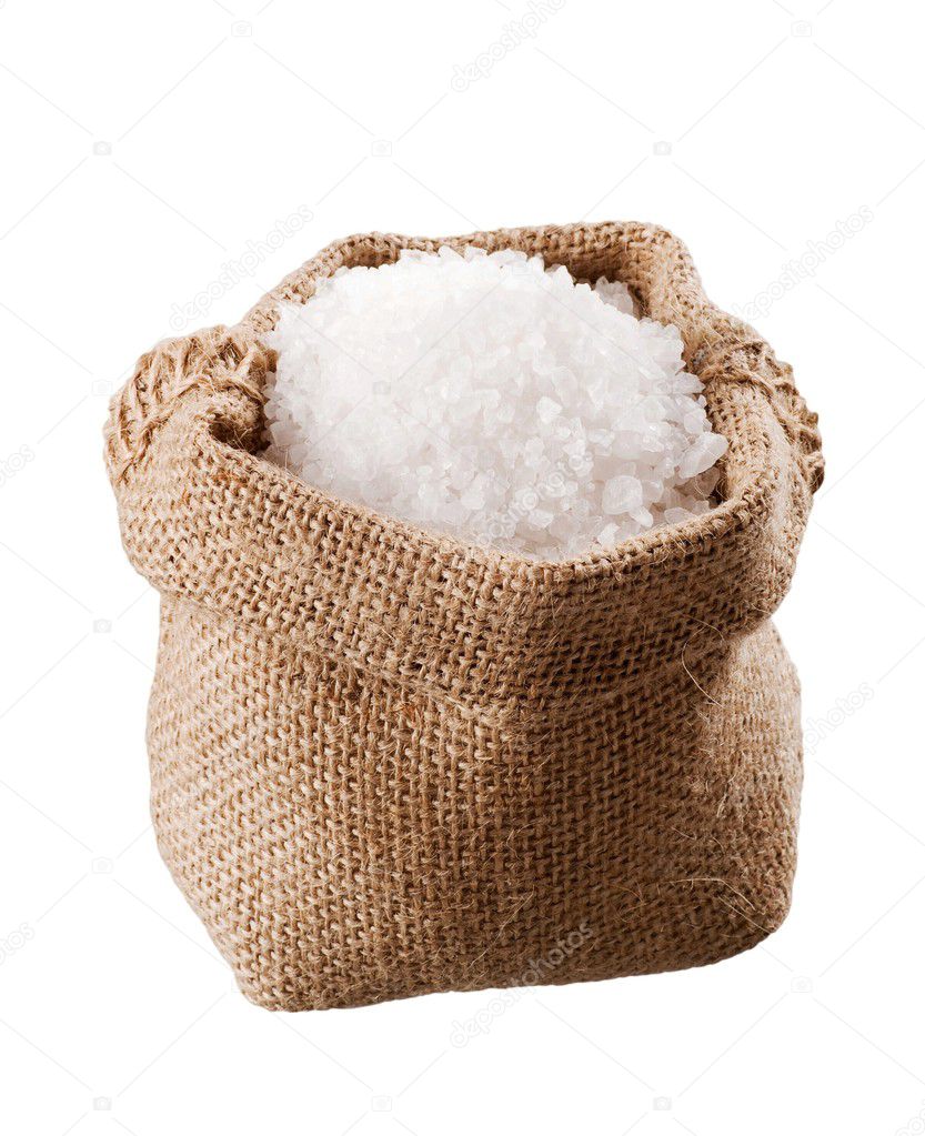 Sea salt in a burlap sack
