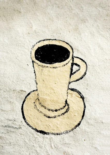 stock image Cup of coffee painted on a wall