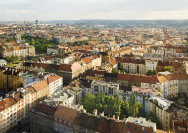 Çek Cumhuriyeti Prag şehrinin havadan görünümü