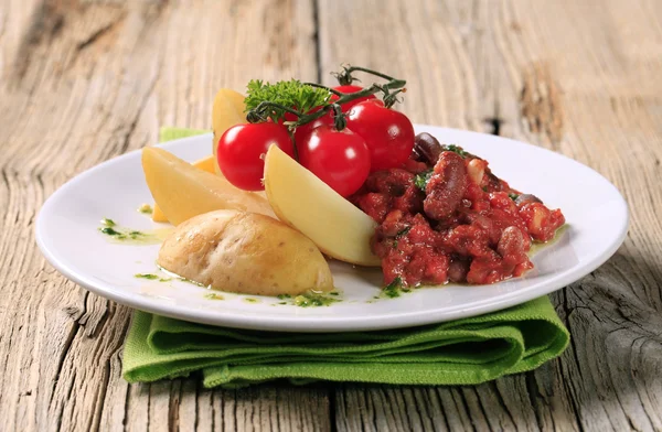 Vegetarische Bohnen und Tomaten Rezept — Stockfoto