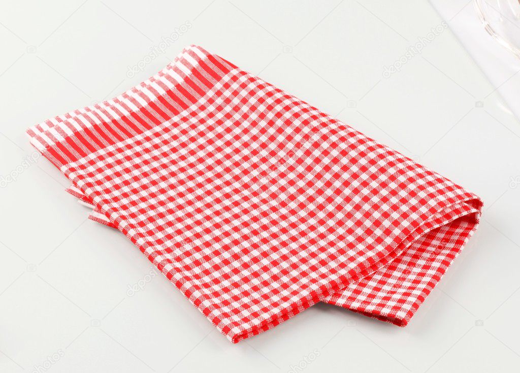 Red and white tea towel