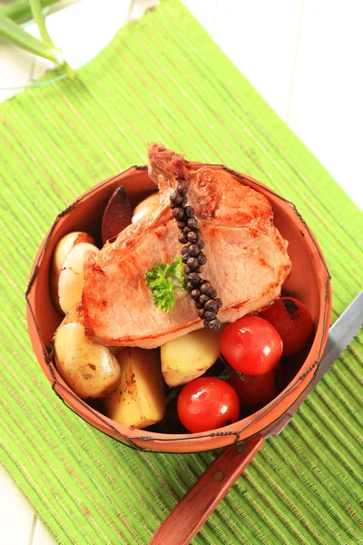 Pork chop and potatoes — Stock Photo, Image