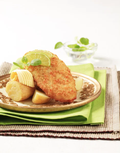 Fried fish and potatoes — Stock Photo, Image