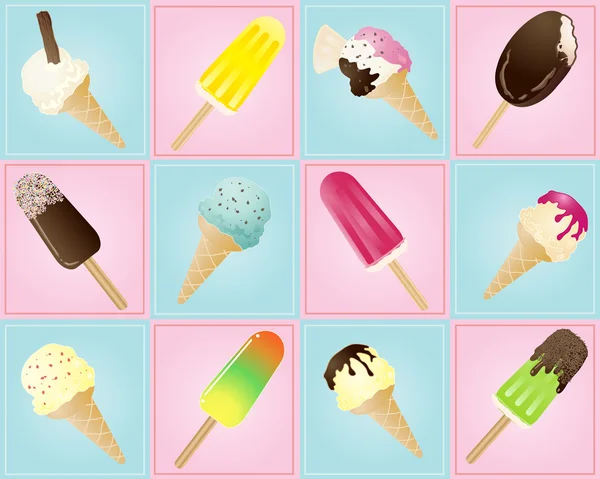 アイスクリームのタイル — ストックベクタ