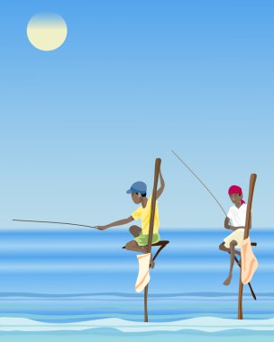 Stilt fishermen clipart